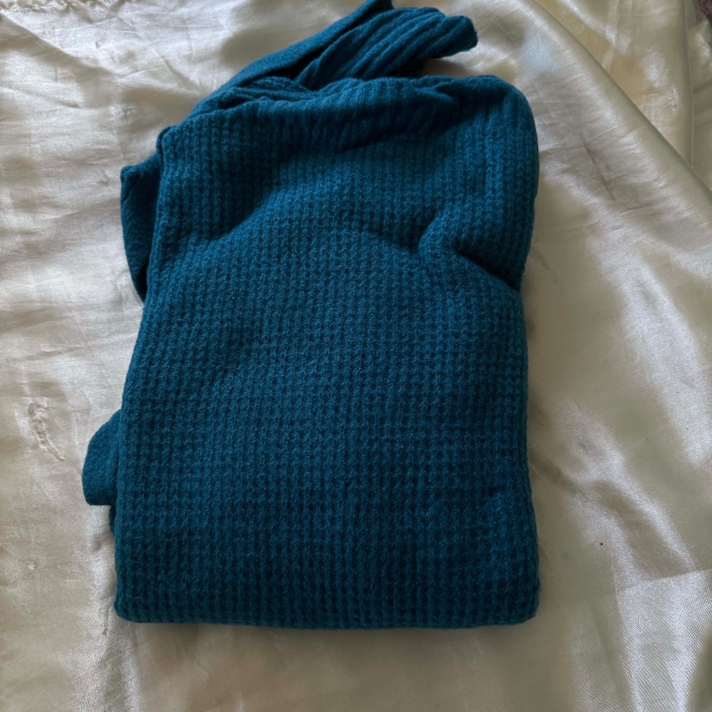 SWEATER, CRYSTAL TEAL (Blue), SZ 4X, WIDE COLLAR BOUCLÉ, LONG RAGLAN SLEEVES,